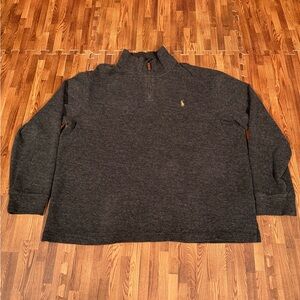 Polo Ralph Lauren Men's Size XL Gray Estate-Rib 1/4-Zip Pullover Sweater